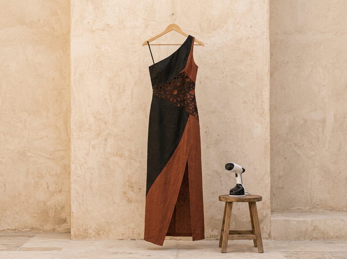 How to care for Asymmetric One-Shoulder Girih Cutwork Gown