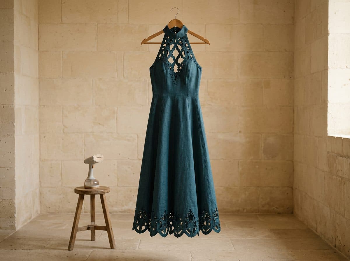 How to care for Sculptural Halterneck Girih Backless Midi Dress