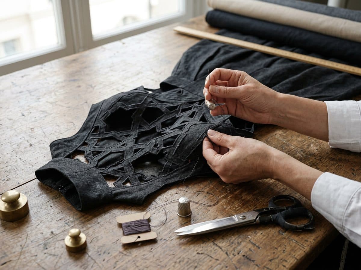 Sculptural Wide-Leg Girih Linen Jumpsuit — in the making, construction and finishing
