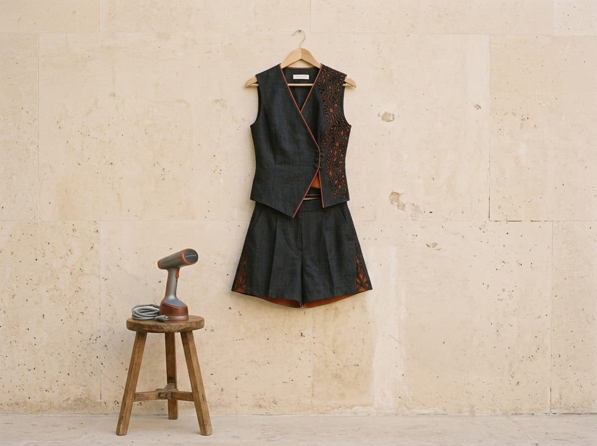 How to care for Asymmetric Wrap Vest and Sculpted Short Set