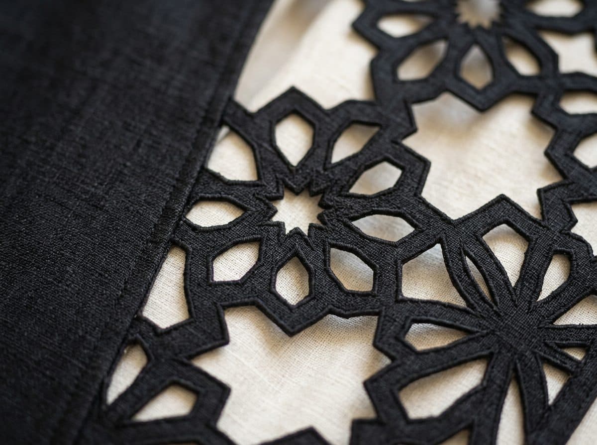 Detail of the cloth and cutwork used for Asymmetric Tunic and Monumental Palazzo Pants Co-ord