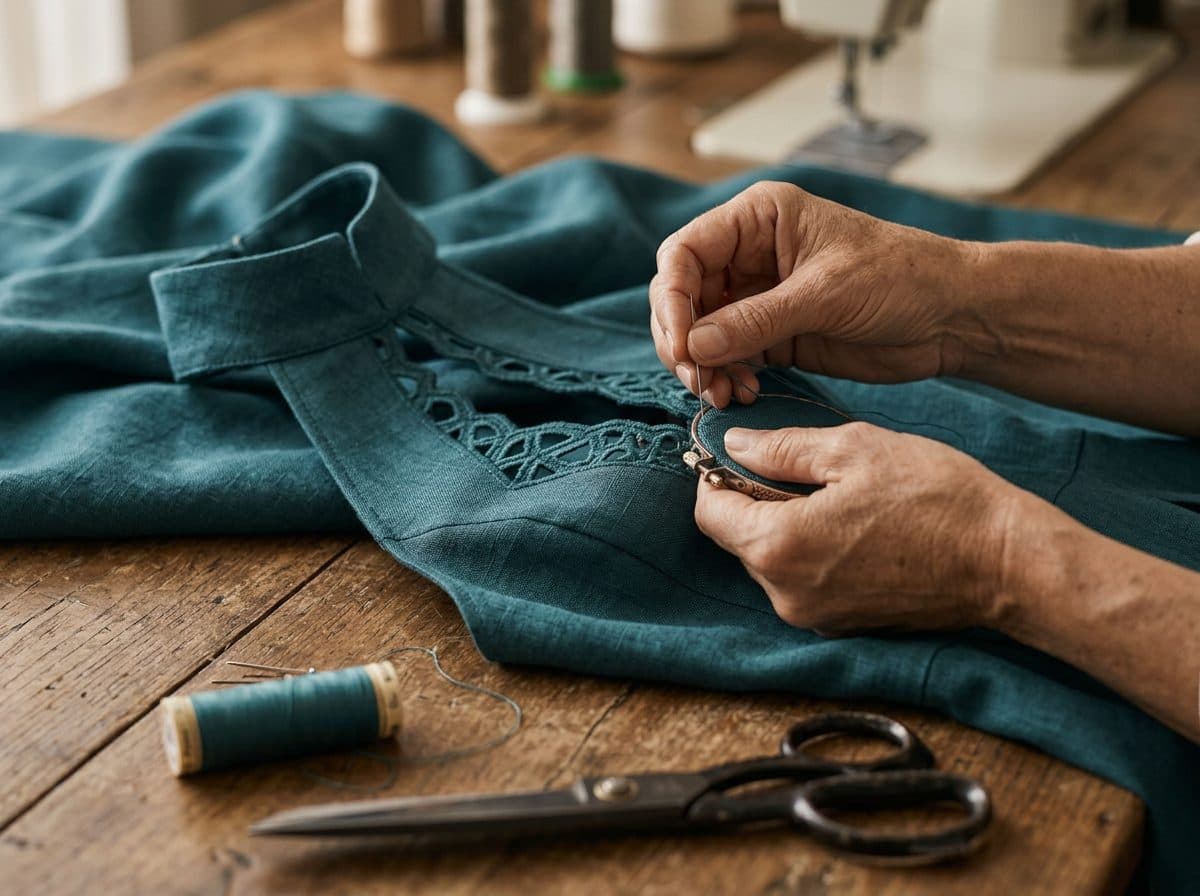 Backless Halter Column Jumpsuit with Pointed Arch Cutouts — in the making, construction and finishing