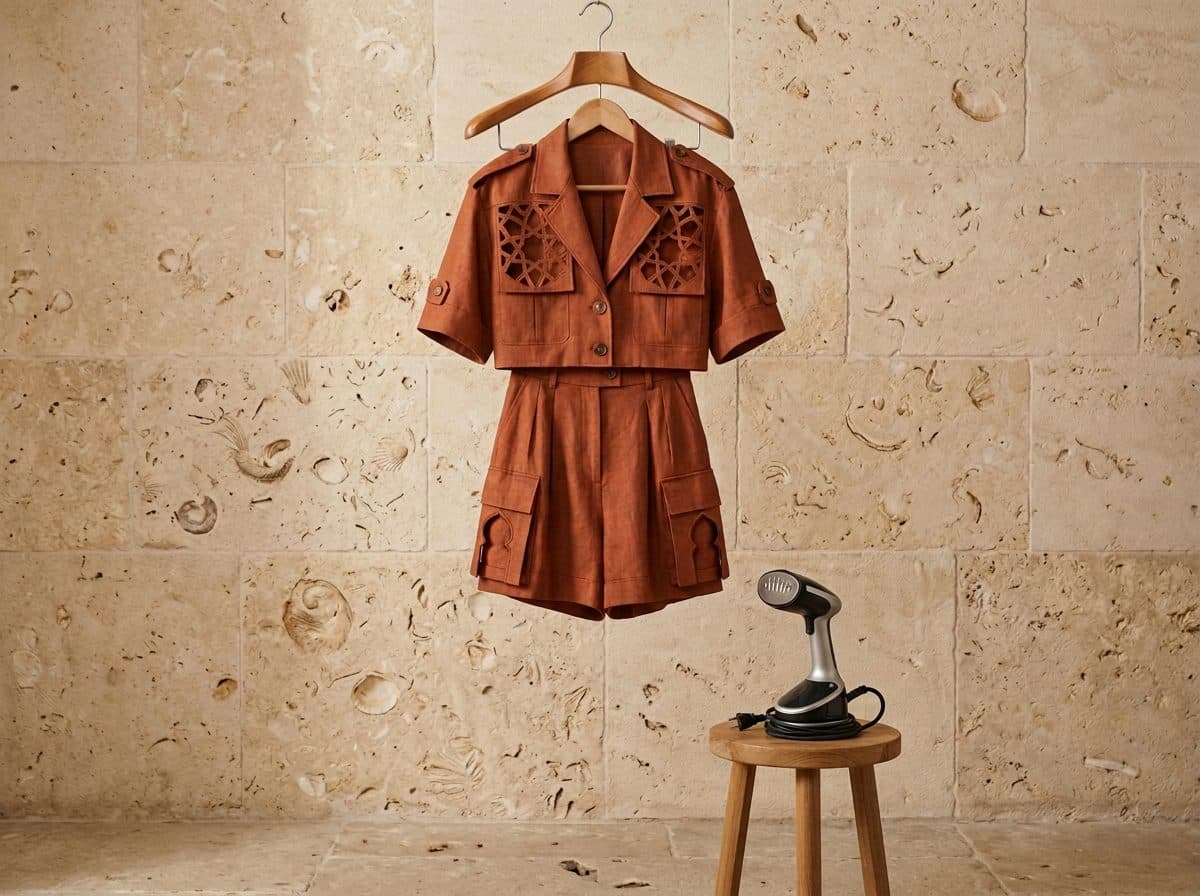 How to care for Sculptural Safari Cropped Jacket and Cargo Shorts Co-ord