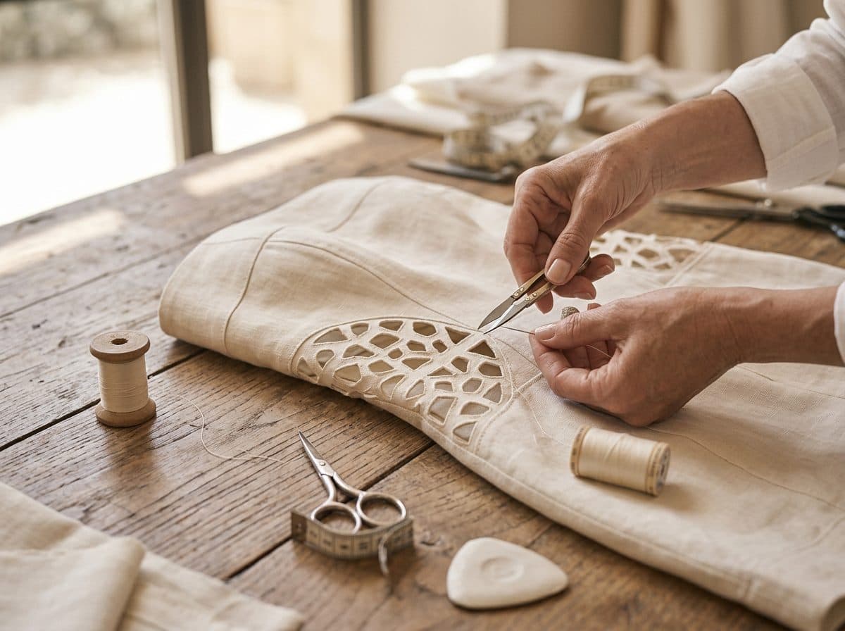 Ivory Linen Silk Romper — in the making, construction and finishing