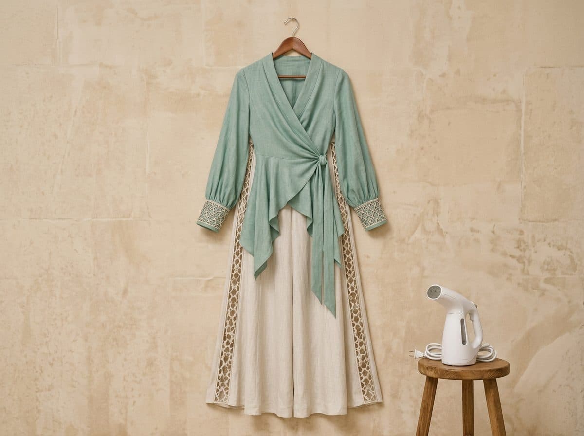 How to care for Draped Waterfall Wrap Blouse & Tiered Palazzo Co-ord