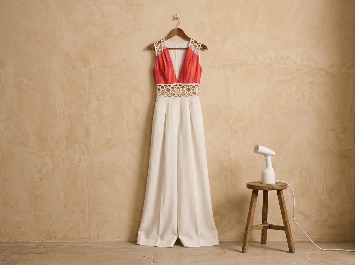 How to care for Striped Panel Lasercut Jumpsuit