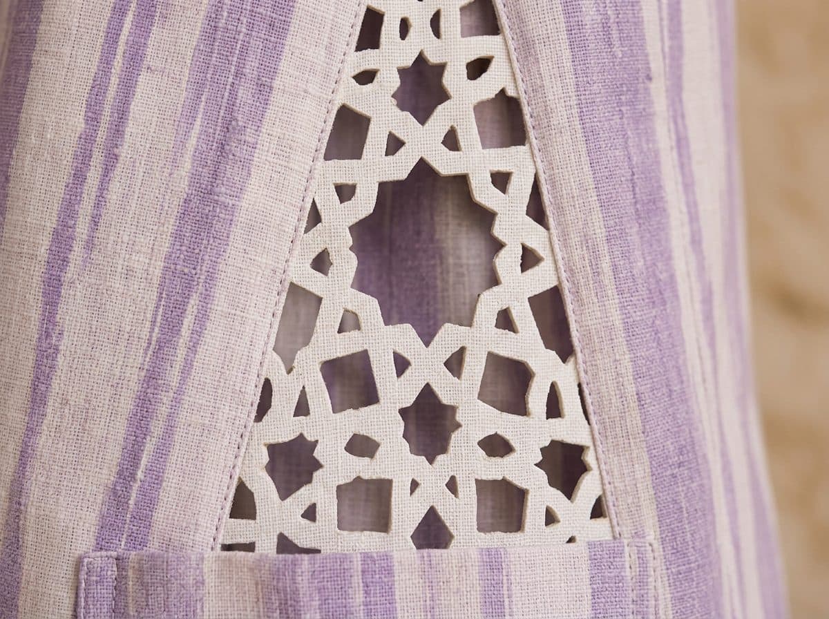 Detail of the cloth and cutwork used for Lilac Stripe Oversized Blazer & Wide Palazzo Suit
