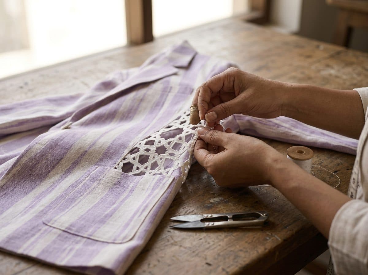 Lilac Stripe Oversized Blazer & Wide Palazzo Suit — in the making, construction and finishing