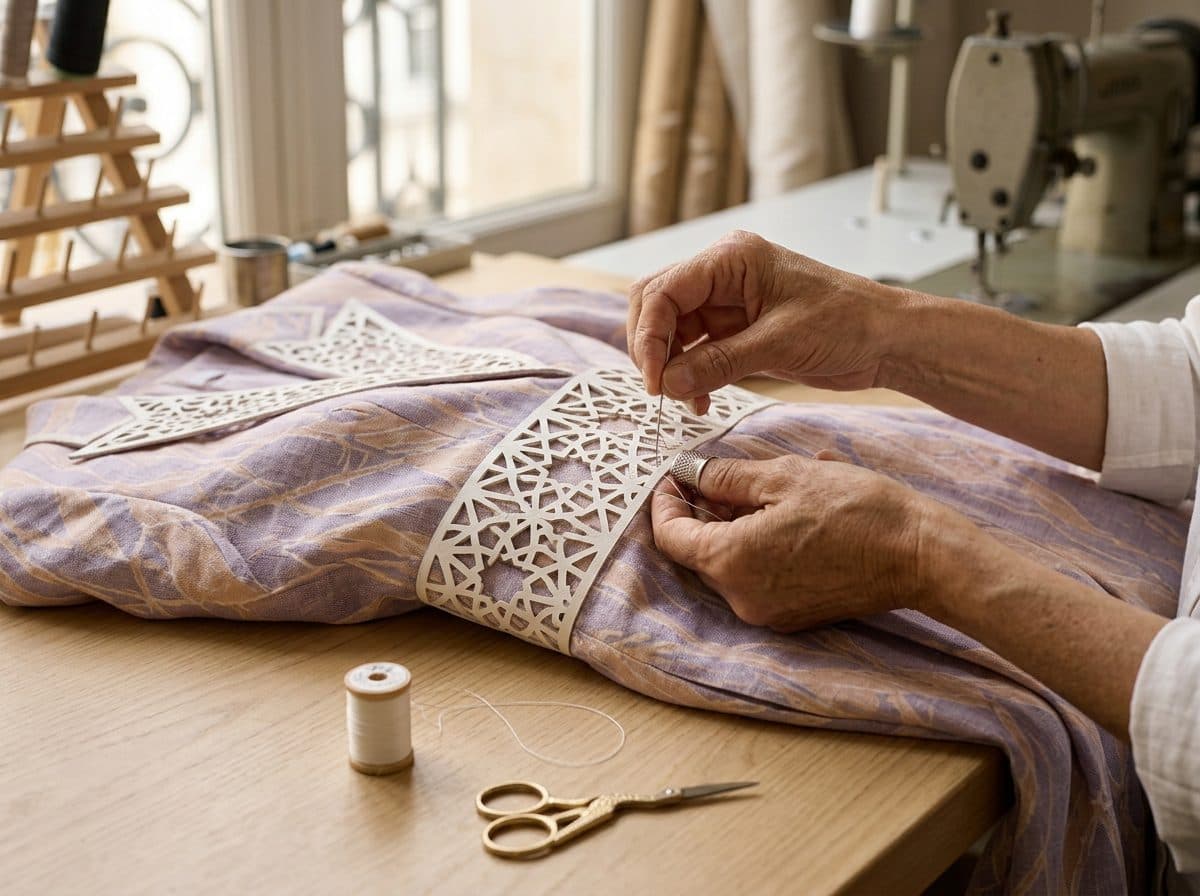 Lavender Line-Print Tuxedo Blazer Jumpsuit — in the making, construction and finishing