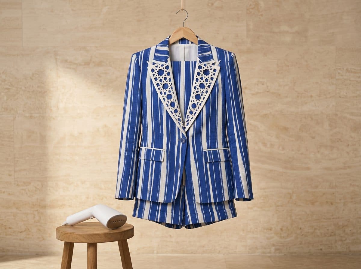 How to care for Cobalt Stripe Lasercut Blazer & Shorts