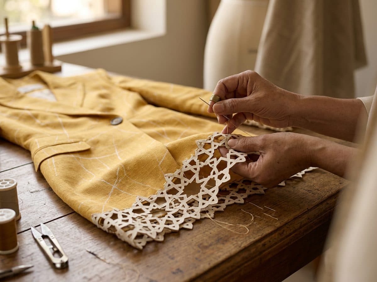 Marigold Line-Print Blazer Dress — in the making, construction and finishing
