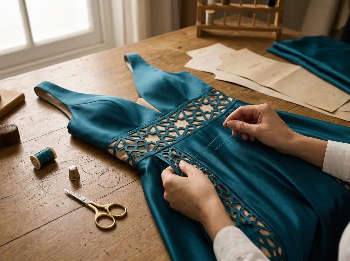 Girih Cutwork Evening Gown — in the making, construction and finishing