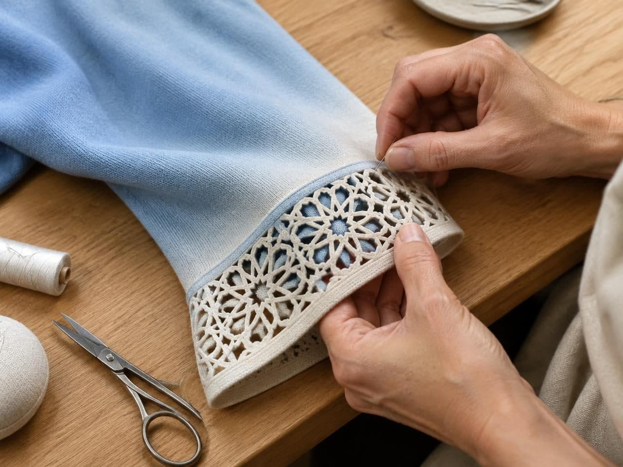 Girih Cutwork Ombré Wrap — in the making, construction and finishing